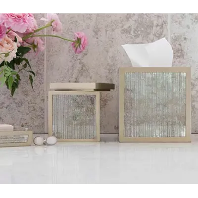 Waterford Gray Strips Tissue Box 5.5"L x 5.5"W x 6"H