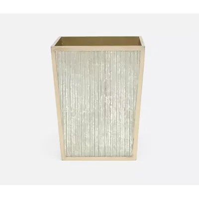 Waterford Gray Strips Wastebasket Square: 8.5"L x 8.5"W x 11"H