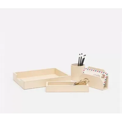 Orsett Cream Full-Grain Leather Desk Accessories