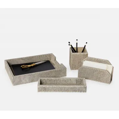 Riga Brown Candy Striped Hair-On-Hide Desk Accessories