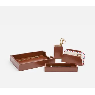 Stirling Tobacco Full-Grain Leather Desk Accessories