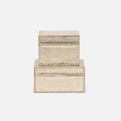 Viana Gold Foil Canisters Small: 4"L x 4"W x 3"H, Large: 5"L x 5"W x 2.5"H Set of 2