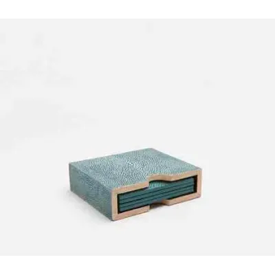 Varese Turquoise, Coasters Set of 4, Realistic Faux Shagreen, Pack of 2