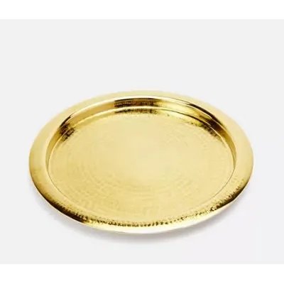 Winsford Shiny Brass, Tray Round, Etched Metal