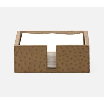 Witney Oat Brown Ostrich, Luncheon Napkin Tray, Full-Grain Leather, Pack of 2