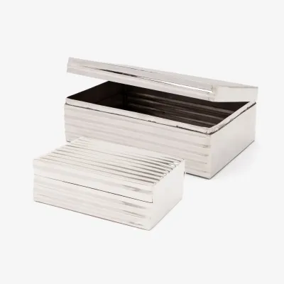 Chester #Dnr# Shiny Nickel Hinge Box Metal, Set Of 2