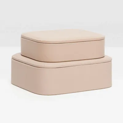 Dozza Dusty Rose Accent Boxes Large Full-Grain Leather, Set Of 2