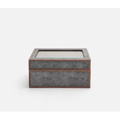 Elmbridge Cool Gray 3-Watch Box Realistic Faux Shagreen/Glass