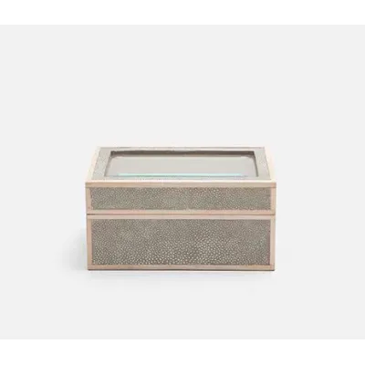 Elmbridge Sand 3-Watch Box Realistic Faux Shagreen/Glass