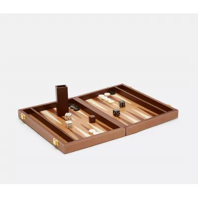 Grantham Beige/Aged Camel Hair-On-Hide/Full-Grain Leather Backgammon Game Set