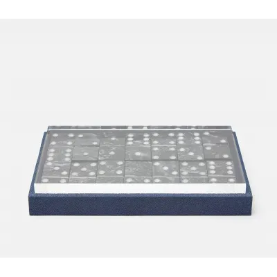 Treviso Navy Realistic Faux Shagreen Domino Box Set