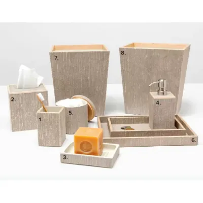 Bruges Sand Wastebasket Rectangular: 10"L x 8"W x 11"H