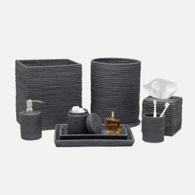 Dalton Dark Gray Tissue Box Square Straight Rattan