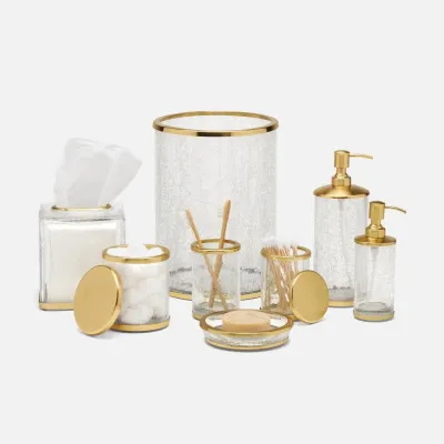 Pomaria Brushed Gold Canister Large Round Glass/Stainless Steel