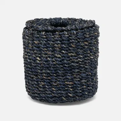 Chelston Indigo Blue Canister Round Abaca Fiber, Set Of 2