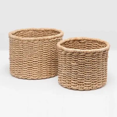 Yuma 2X2 Braided Towel Holder Round Seagrass, Set Of 2