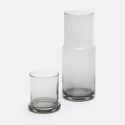 Faro Cylinder Carafe Light Gray Hand Blown Glass