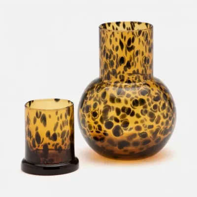 Lausanne Round Carafe Tortoise Shell Hand Blown Glass