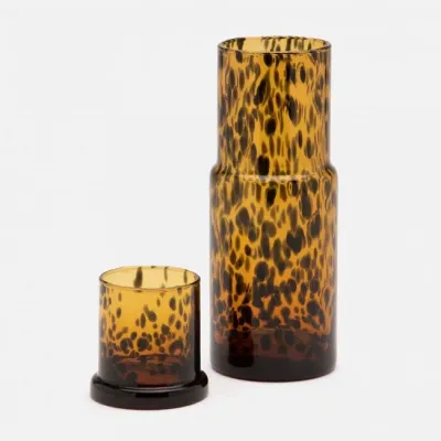 Faro Cylinder Carafe Tortoise Shell Hand Blown Glass