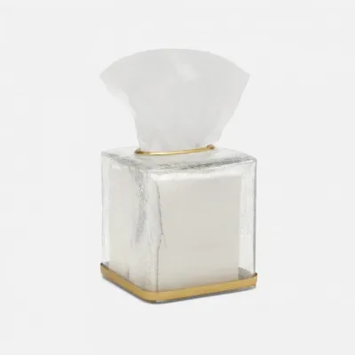 Pomaria Brushed Gold Tissue Box Square Straight Glass/Stainless Steel