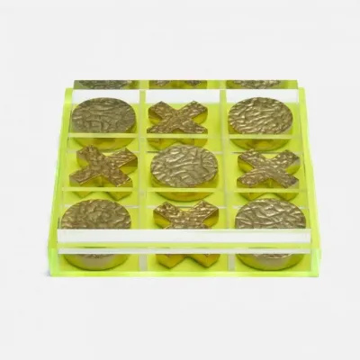 Alzey Clear/Chartreuse Tic-Tac-Toe Box 7.5"L x 7.5"W x 1.5"H Acrylic