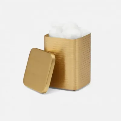 Adelaide Matte Gold Bath Canister Small: 3"L x 3"W x 4"H