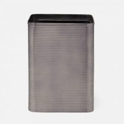 Adelaide Pewter Wastebasket Square: 8"L x 8"W x 11"H