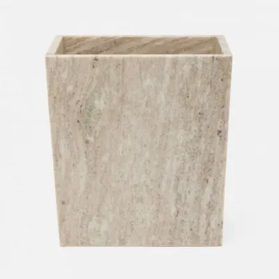 Athlone Beige Wastebasket Rectangular Tapered Marble