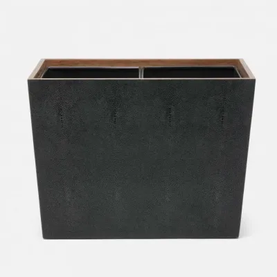 Manchester Black Double Wastebasket Rectangular Tapered Realistic Faux Shagreen