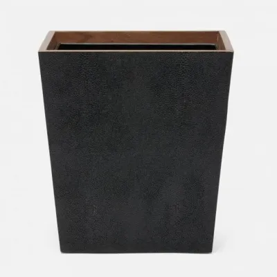 Manchester Black Wastebasket Rectangular Tapered Realistic Faux Shagreen