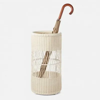 Winburg White Umbrella Stand 11.5"D x 23"H Faux Rattan