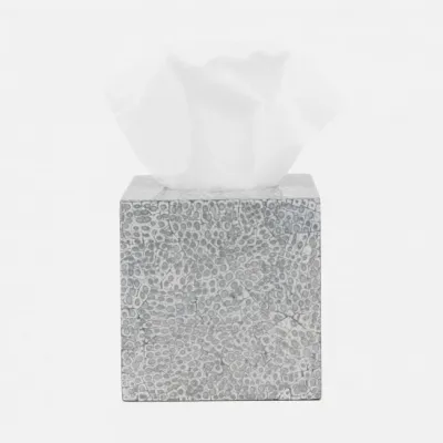 Callas Silver/White Tissue Box Square: 5.5"L x 5.5"W x 6"H
