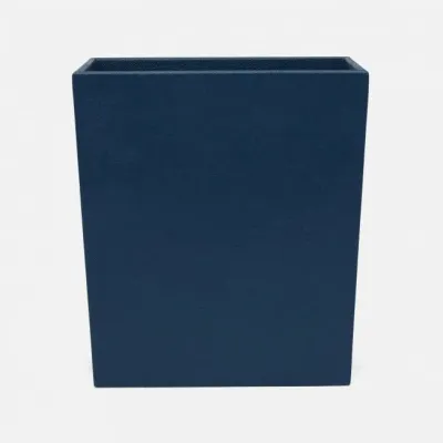 Dannes True Navy Wastebasket Rectangular Tapered Faux Belgian Linen