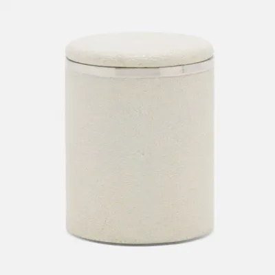 Bradford Blanc/Silver Bath Canister Large: 4.5"D x 4.5"H