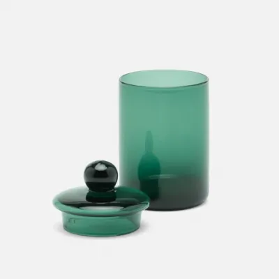 Darby Smokey Green Small Canister Handblown Glass