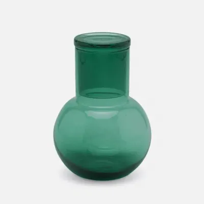 Lausanne Round Carafe Smokey Green Hand Blown Glass