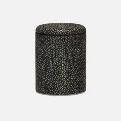 Tenby Dark Mushroom Narrow Canister Round Realistic Faux Shagreen