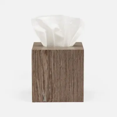 Westerly Oak Tissue Box Square: 5.5"L x 5.5"W x 6"H