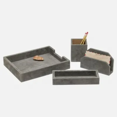 Segovia Dark Gray Desk Accessories Suede