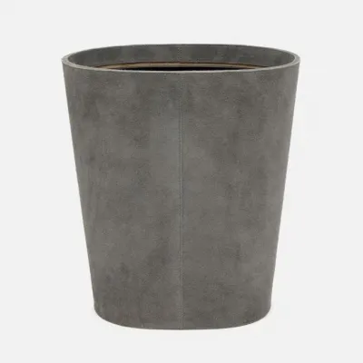 Segovia Dark Gray Oval Wastebasket Oval: 13"L x 10"W x 14"H