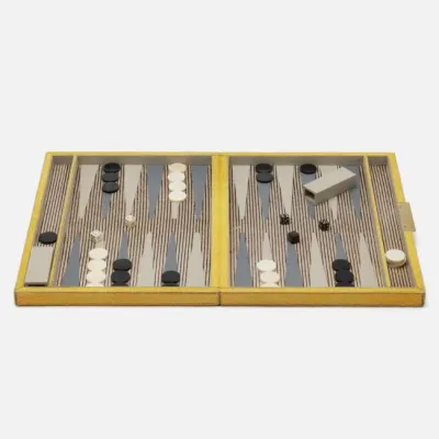 Castelo Goldenrod Backgammon Game Set Large Hair-On-Hide