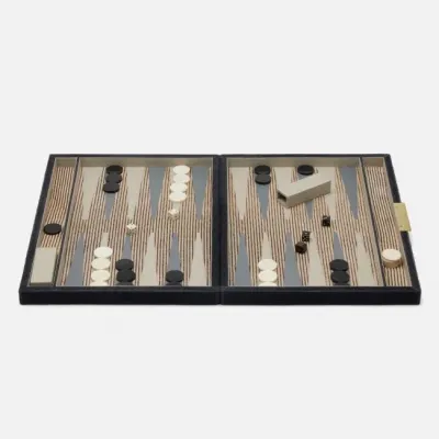 Castelo Midnight Backgammon Game Set Large Hair-On-Hide