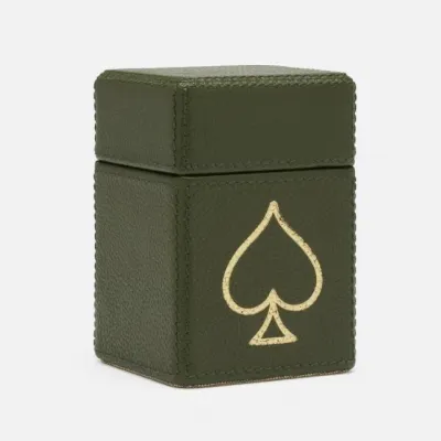 Aira Forest Green Full-Grain Leather Card Box Standard 3.5"L X 2.5"W X 4.5"H, Pack of 2