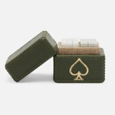Aira Forest Green Full-Grain Leather Card Box Miniature 2.5"L X 2"W X 2.5"H, Pack of 2