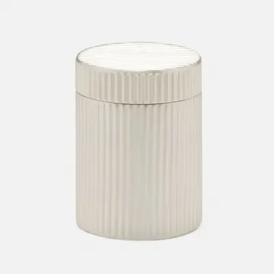 Redonmatte Silver Canister Small Round Ribbed Metal