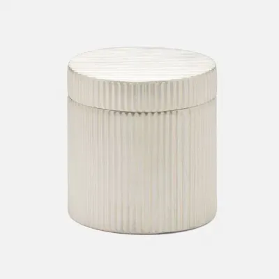 Redon Matte Silver Canister Round Large Ribbed Metal