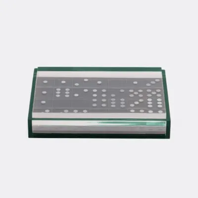 Soma Clear/Green Domino Box Standard: 8"L x 5"W x 2"H