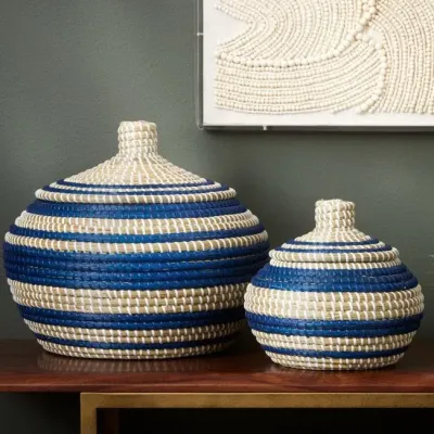 Arley Blue/Natural Baskets Seagrass, Set Of 2