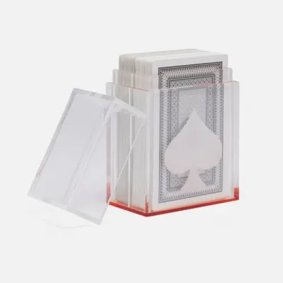 Soma Clear/Tangerine Card Box X-large: 6"L x 3.5"W x 8"H
