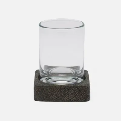 Tenby Dark Mushroom Tumbler Set Square Straight Realistic Faux Shagreen